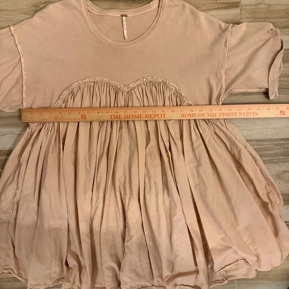 Free People Catalina Babydoll Mini Dress Pink Tee Shirt Flowy Oversized Size M
